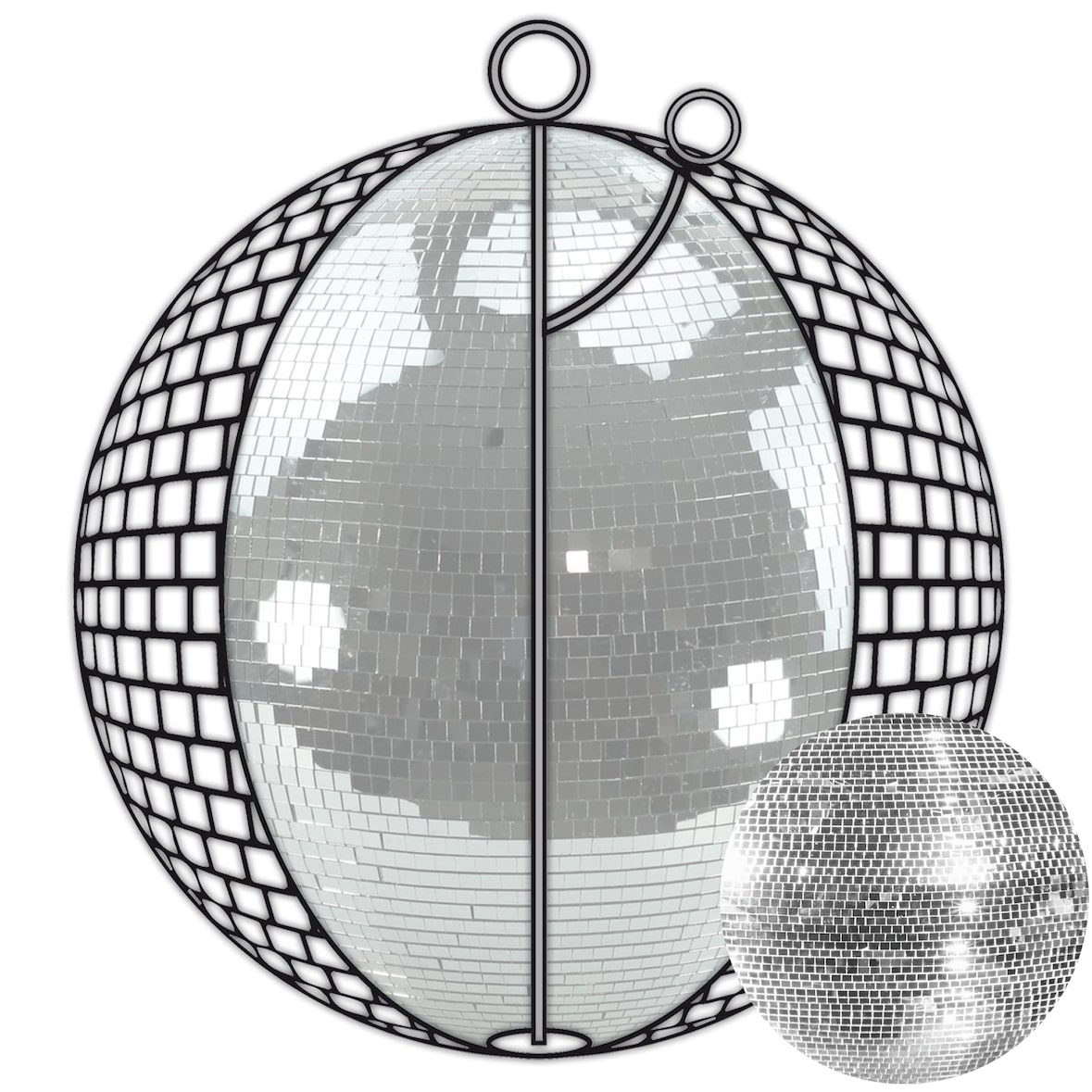 Spiegelkugel 75cm silber Safety Discokugel Mirrorball Party Disko Deko