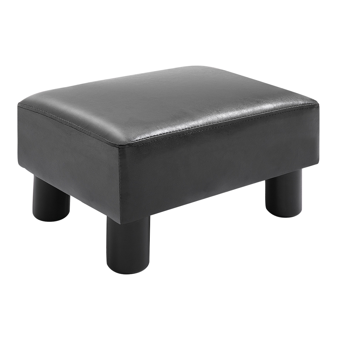 HOMCOM Apoio para os Pés Octomano Banco Pequeno Estofado em Pele Sintética com Assento Acolchoado e Pés de Plástico 40x30x24 cm Preto