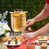 thumbnail of Relaxdays Getränkespender mit Ständer, Limobehälter 5L, Edelstahl Zapfhahn & Deckel, Wasserspender, Glas, transparent