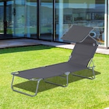 thumbnail of Outsunny Espreguiçadeira de Jardim Dobrável com Toldo Removível e Ajustável em Ângulo e Encosto Ajustável em 4 Posições para Jardim Terraço