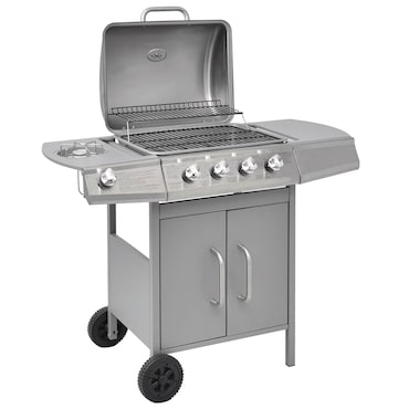 Griglia Barbecue A Gas 4+1 Fornelli Argento