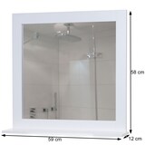 thumbnail of Espejo de pared HWC-F75, cuarto de baño espejo espejo, estante de estilo rústico 58x59x12cm blanco