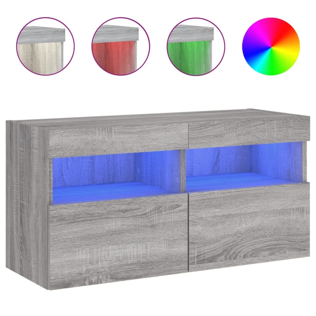 vidaXL TV-Wandschrank mit LED-Leuchten Grau Sonoma 80x30x40 cm