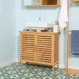 thumbnail of kleankin Mueble bajo del Lavabo de Bambú con 2 Puertas Armario Debajo Lavabo de Pie Armario de Baño de Suelo 66x29x61,5 cm Natural
