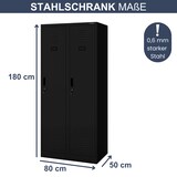 thumbnail of Umkleideschrank Spind WIEN - 2 Abteile, Etikettenhalter | Umkleidespind Metall Schließfachschrank Garderobenspind, 180x80x50cm Schwarz