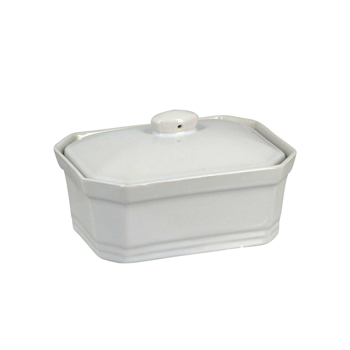 Menastyl - Terrine A Couvercle 600 Grammes Gres Blanc 17.5x13x7cm