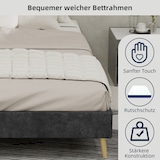 thumbnail of Elegantes Bettgestell 140x200 cm aus grauem niederländischen Samt – Minimalistisches Design für moderne Schlafzimmer