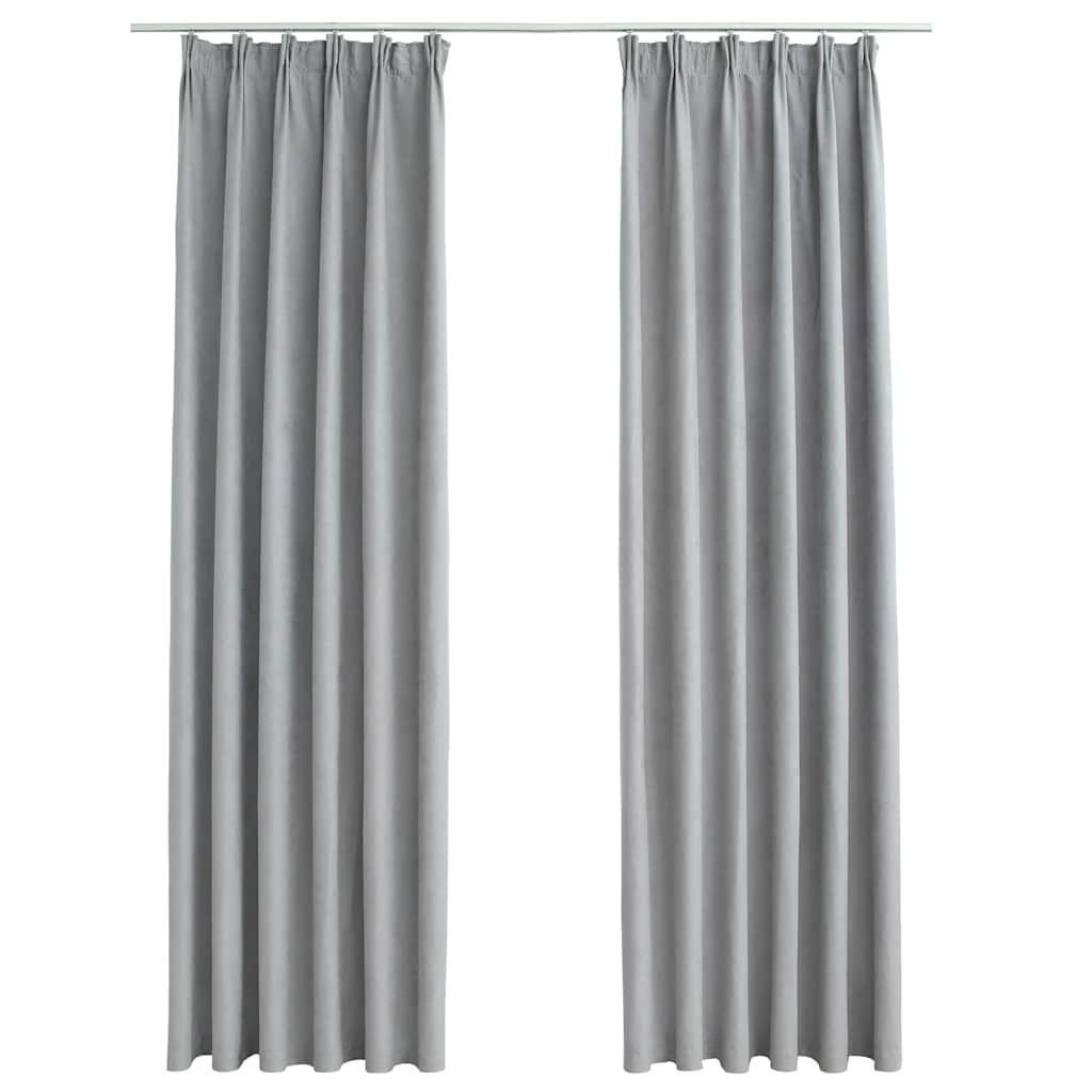 vidaXL Verdunkelungsvorhänge mit Haken 2 Stk. Grau 140x175 cm