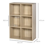 thumbnail of Estantería para Libros Estantes de Madera de 3 Niveles con 6 Cubos de Almacenaje para Sala de Estar Dormitorio Oficina 65,5x30x97,5 cm