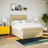 thumbnail of vidaXL Boxspringbett mit Matratze Creme 140x200 cm Stoff