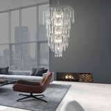 thumbnail of Lampadario Classico Cascata Acciaio Cromo Cristallo 13 Luci E14