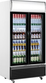 thumbnail of Saro Getränkekühlschrank, 2 Türen, Werbetafel, GTK 800, fahrbar