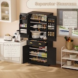 thumbnail of Vorratsschrank 80x40x182 cm Schwarz mit Schublade, 4 Türen, verstellbaren Einlegeböden und Kippschutz, Korpus aus MDF, moderner schlichter Stil