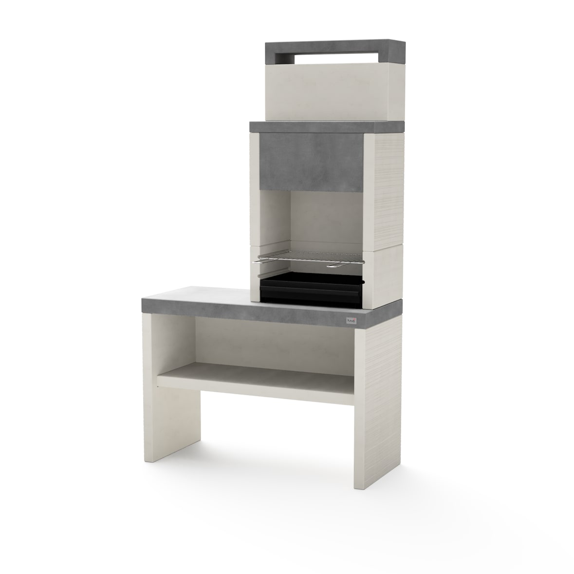 MF - Churrasqueira de Obra p/ Carvão Mod. PLAN 2 (Cinza/Branco - 110 x 47 x 192 cm) REF: 8035