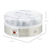 thumbnail of HOMCOM Iogurteira 20W Capacidade 1,26L com 7 Frascos de Cristal de 180 ml Termóstato Ajustável Temporizador de 1-48 horas 24x24x13 cm Branco