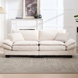 thumbnail of 3-Sitzer Sofa Samt ultratief Massivholzrahmen gepolsterte Armlehnen stabile Kunststofffüße 220x80 Kissen Wohnzimmer Sofa Beige