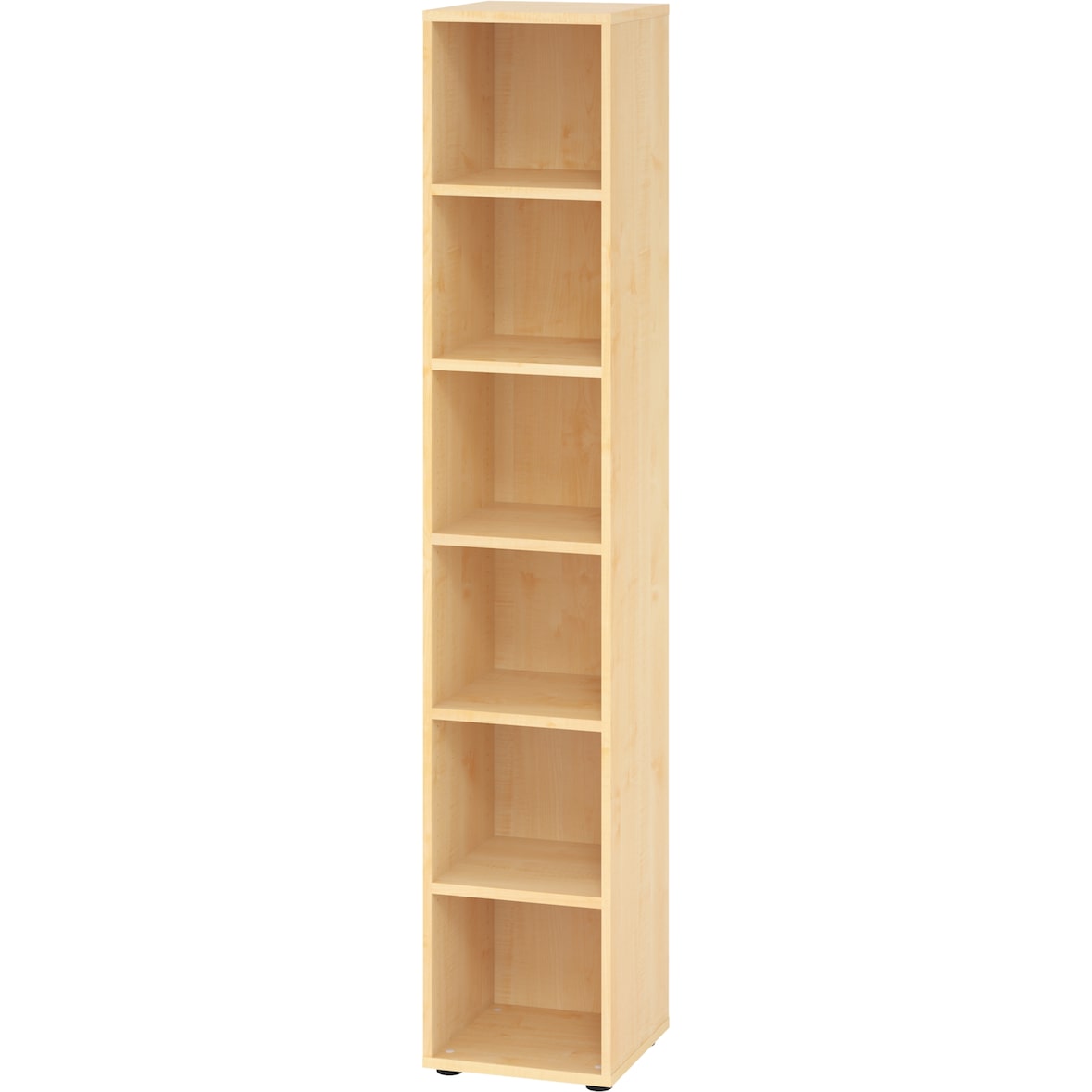 bümö Regal Ahorn, Standregal aus Holz für 6 Ordnerhöhen - Bücherregal groß 40 cm schmal, Aktenregal für Ordner & Bücher, großes Büroregal, Holzregal,