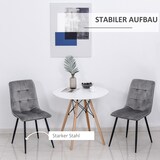thumbnail of 2er Set Esszimmerstuhl Polsterstuhl aus Flanell Grau 63x45x90 cm ohne Armlehnen mit hoher Rückenlehne Schaumstoffpolster Metallgestell