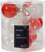 thumbnail of 15 Weihnachtskugeln Glas 6cm Christbaumkugeln Weihnachtsbaumkugeln Christbaumschmuck Weihnachtsbaumschmuck Rot Weiß Klar transparent Mix