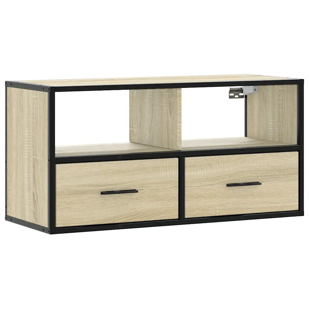 Helloshop26 - Wandmontiertes TV-Möbel im Industriedesign 80 x 31 x 39 cm mit großem Stauraum aus Sonoma-Eichenholz 02_0049626