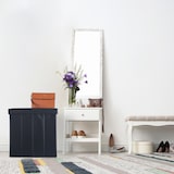 thumbnail of Relaxdays Sitzhocker mit Stauraum, Kunstleder, gepolstert, faltbarer Hocker, Wohnzimmer, HBT: 49 x 48,5 x 27 cm, schwarz