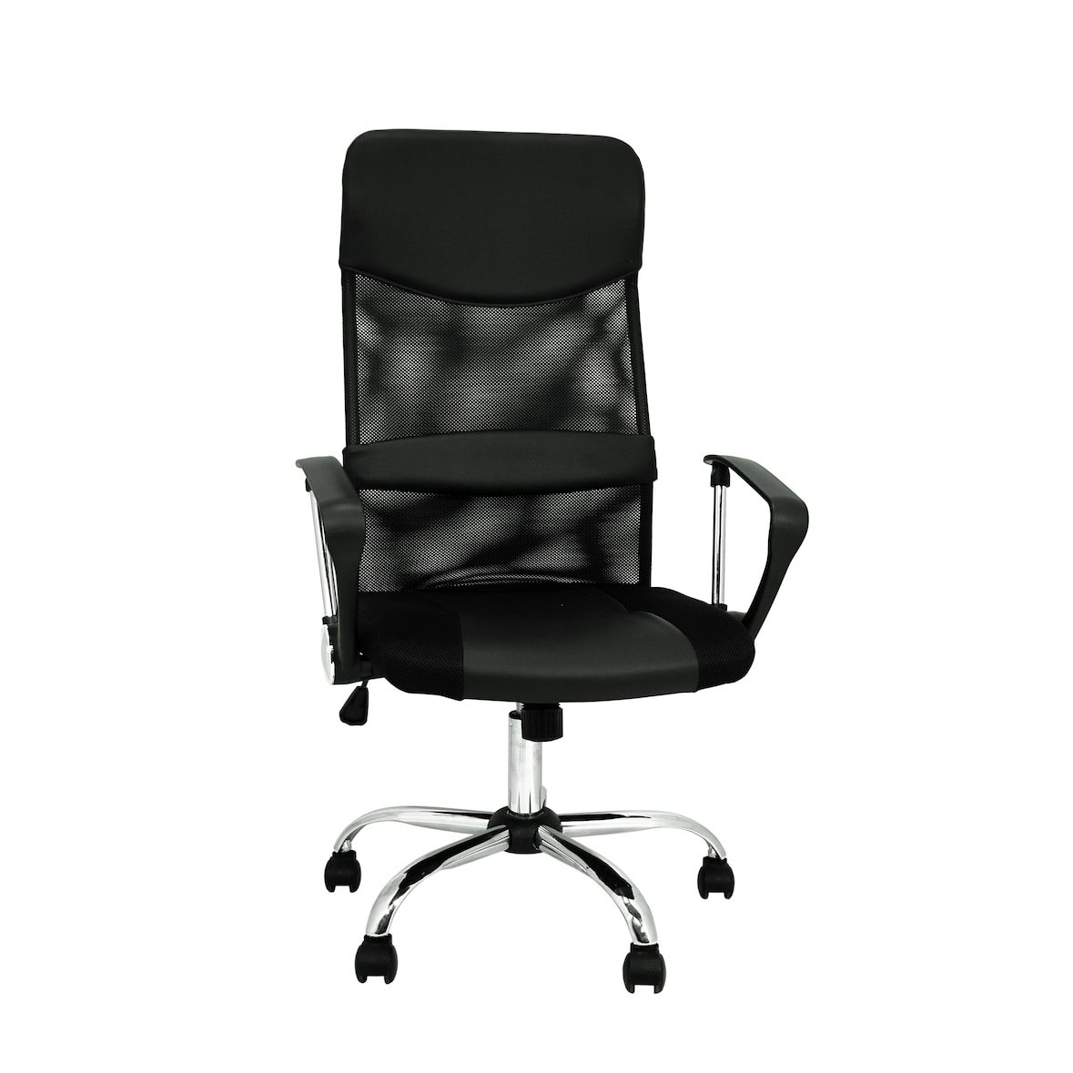 Silla de oficina con asiento en símil piel color Negro. Modelo Dafne