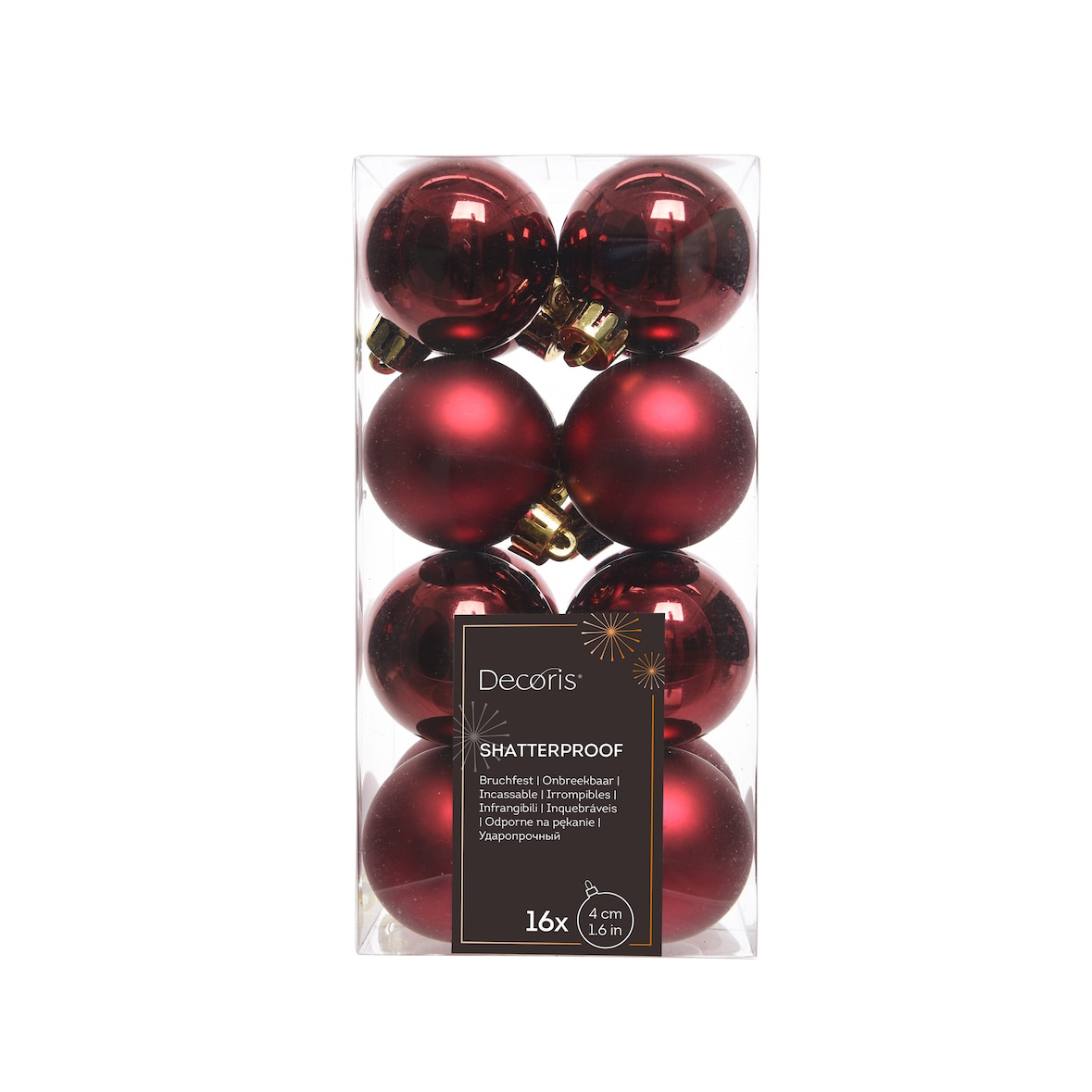 16 Weihnachtskugeln 4cm Kunststoff Christbaumkugeln bruchsicher bordeaux weinrot