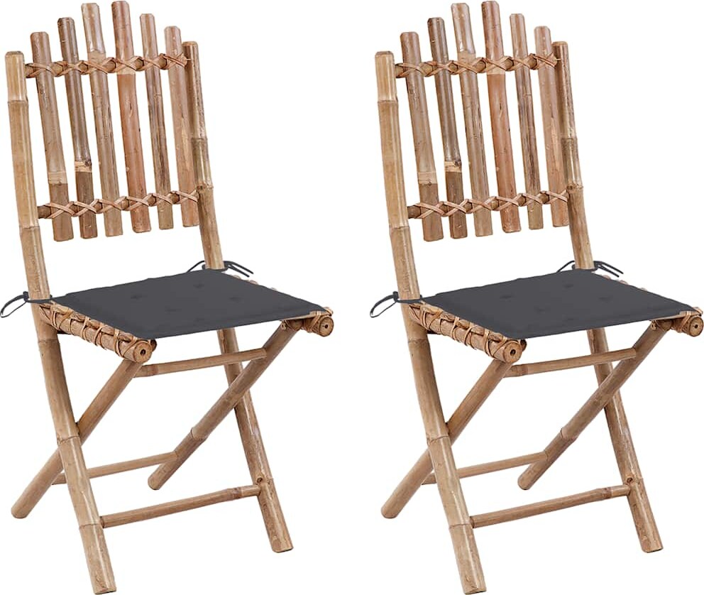 vidaXL 2x Gartenstuhl Klappbar mit Kissen Klappstuhl Essstuhl Gartenmöbel Klappstühle Stuhl Stühle Gartenstühle Balkonstuhl Terrassenstuhl Bambus