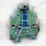 thumbnail of Podesttreppe beidseitig begehbar mit Federrollen Aluminium geriffelt 6 Stufen
