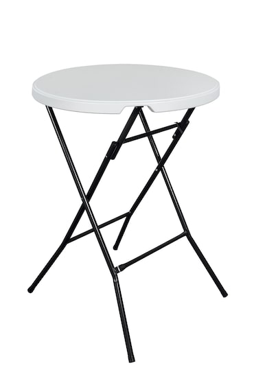 METRO PROFESSIONAL Mesa alta plegable para banquetes Pamua, acero, tablero HDPE, Ø 80 x 110 cm, blanco