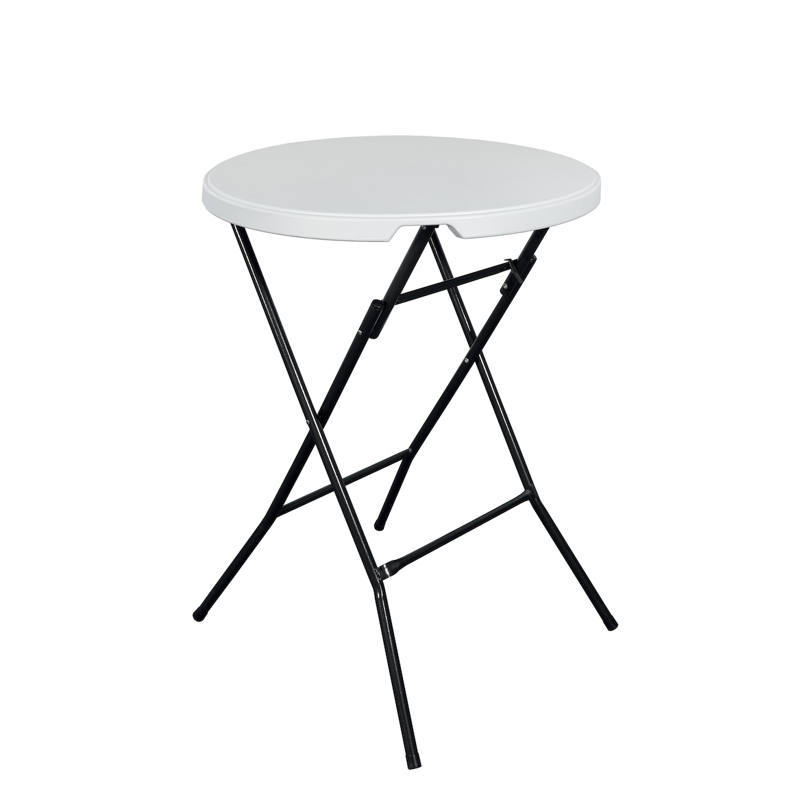 METRO PROFESSIONAL Mesa alta plegable para banquetes Pamua, acero, tablero HDPE, Ø 80 x 110 cm, blanco