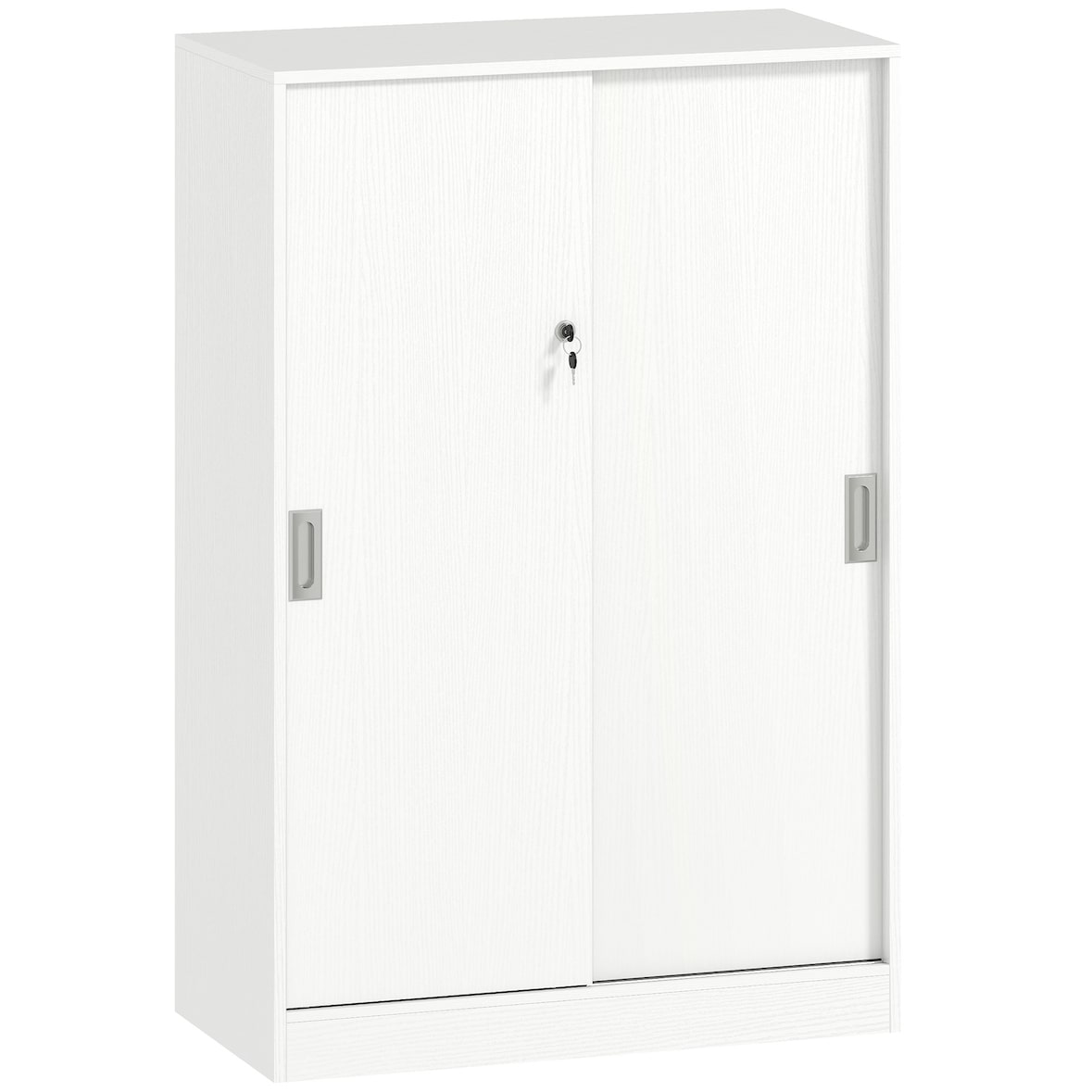 Armario de Oficina con 2 Puertas Correderas y 3 Estantes 80x40x120 cm Blanco