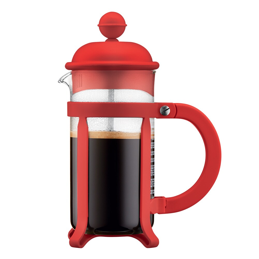 Cafetière à piston 3 tasses Java rouge -  35.00 cl Rond Verre Bodum