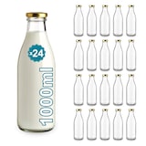 thumbnail of 24 Botellas de Vidrio Vacías de 1000 ml con Tapa - Botellas de vidrio para jugo, leche, barbacoa, salsas