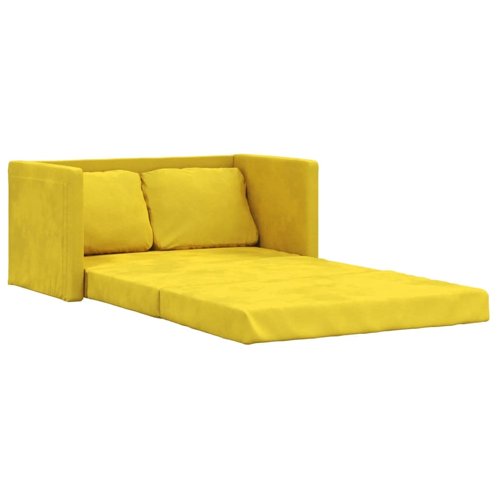 Canapé-lit 2 en 1 jaune foncé 122x204x55 cm velours Modèle Kervione