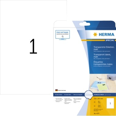 HERMA Folienetikett 4375 210x297mm transparent 25 St./Pack.