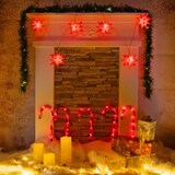 thumbnail of 6x Lichterkette Weihnachtsstern 10 LED Sterne Ø12cm warmweiß rot 7,7m 8h Timer