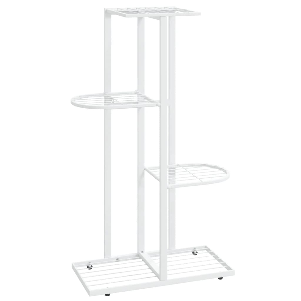 vidaXL Blumenständer 4-Etagen 43x22x76 cm Weiß Metall
