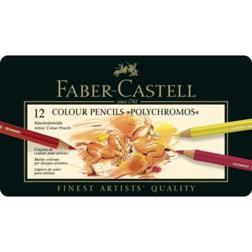 Faber-Castell 110012 - Crayon de couleur pour artistes Polychromos, étui métallique de 12 pièces