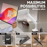 thumbnail of ONKRON Monitorhalterung Tisch für 13-32 Zoll, bis 9 kg, Gasdruckfeder, VESA 75x75 & 100x100, schwenkbar, neigbar, drehbar, Weiß G100-W