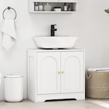 thumbnail of HOMCOM mueble bajo lavabo mueble de baño con 2 puertas con diseño de arco estante ajustable tiradores dorados 60x30x65 cm blanco