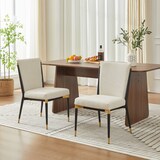 thumbnail of Esszimmerstühle 2er-Set, Stoff Beige, minimalistisches Design mit höhenverstellbaren Stuhlbeinen