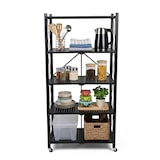 thumbnail of WellHome - Estantería de Almacenaje PLEGABLE de 5 Estantes con Ruedas en color Negro - 71×34×160 cm