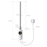 thumbnail of Elektrischer Badheizkörper mit Heizstab 1200W 400x1800 mm Weiß gerade mit Seitenanschluss & Thermostat Digitalanzeige LuxeBath