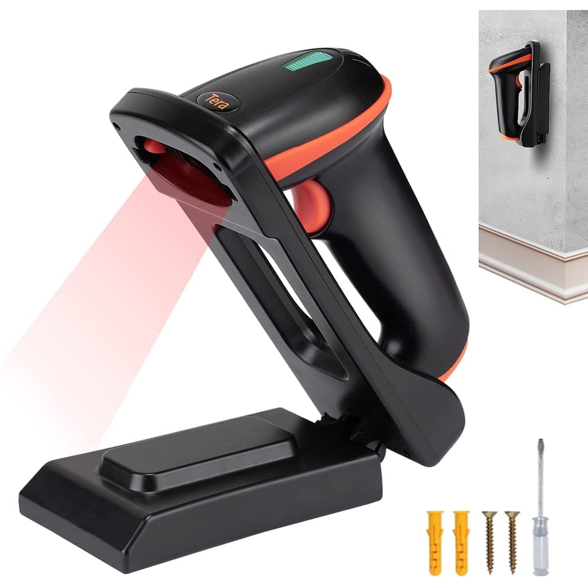 Tera Barcode Scanner 1D 2D QR Kabellos 2,4 GHz USB Handscanner, D5100-CR  1 Stück