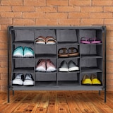 thumbnail of Relaxdays Camping Schuhregal, 16 Fächer, leichter Aufbau, stabiler Stoffschuhschrank, HxBxT: 65 x 84 x 36 cm, grau