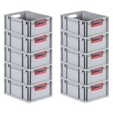 thumbnail of PROREGAL 10x Eurobox NextGen Color | HxBxT 17x30x40cm | 16 Liter | Griffe rot offen | Glatter Boden | Eurobehälter