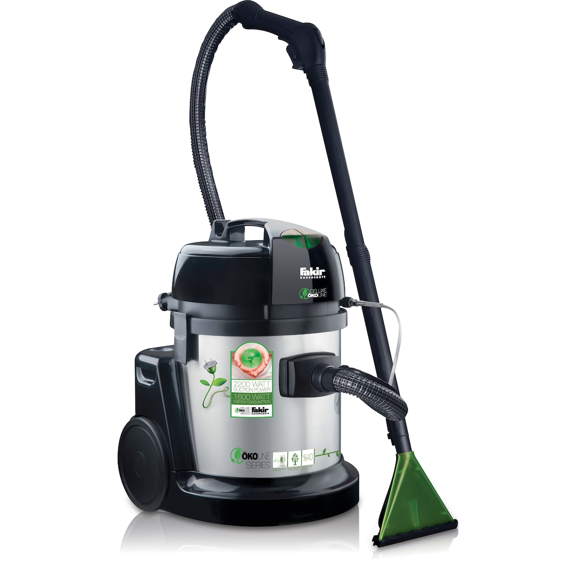 Fakir SR 9800 - Sprüh Extraktionsgerät, Teppichreiniger, Staubsauger für Teppiche, Schwarz/Grün, 800 Watt