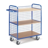 thumbnail of Rollcart Etagenwagen mit 3 Gitterwänden  08-7351, Ladefläche 800x490mm, Tragkraft 150 kg, blau