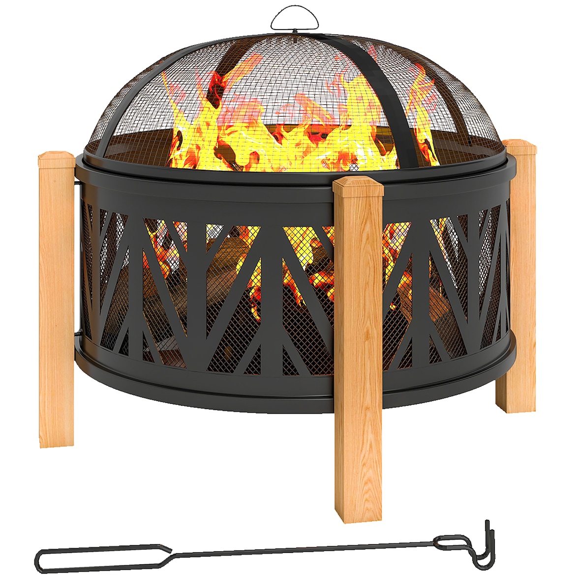 Outsunny-Feuerschale-Ø75 x 58H cm-Schwarz+Braun